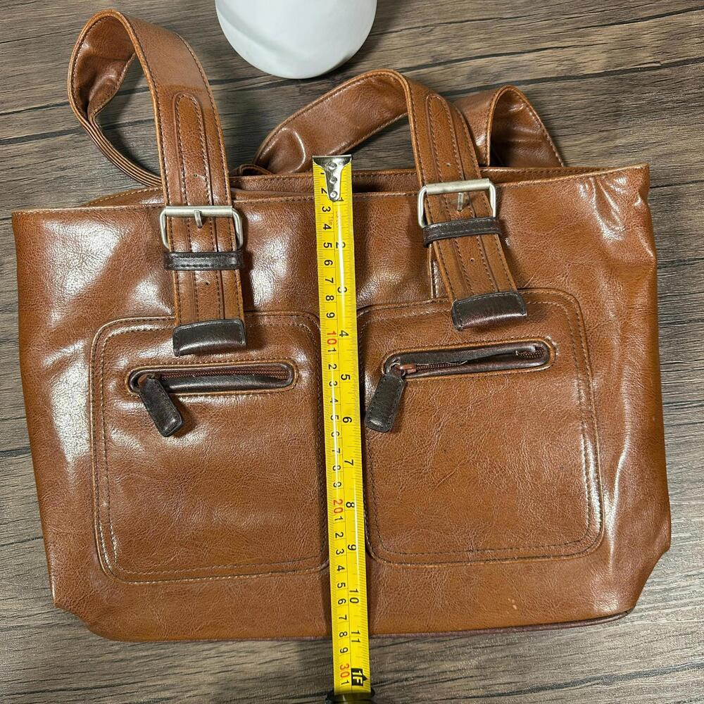 Tommy Hilfiger Brown Satchel Bag Multi Compartment Vintage Purse - Picture 4 of 9